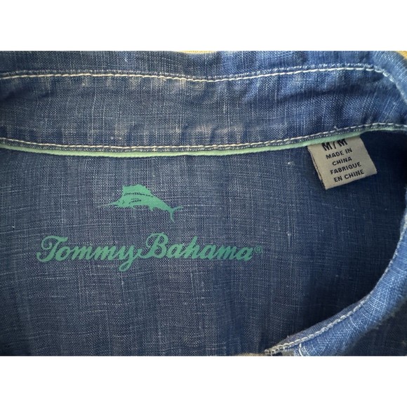 Tommy Bahama Women's Denim Blue Washed Linen Sleeveless Button Up  Blouse Medium - Picture 6 of 11